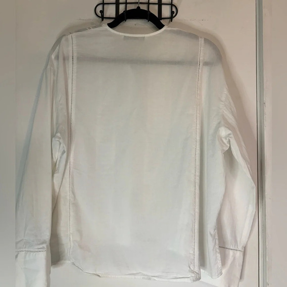 Zara Womens Long Sleeve Tissue Cotton Woven Button Down Top Wide Cuffs sz Med - Picture 3 of 4